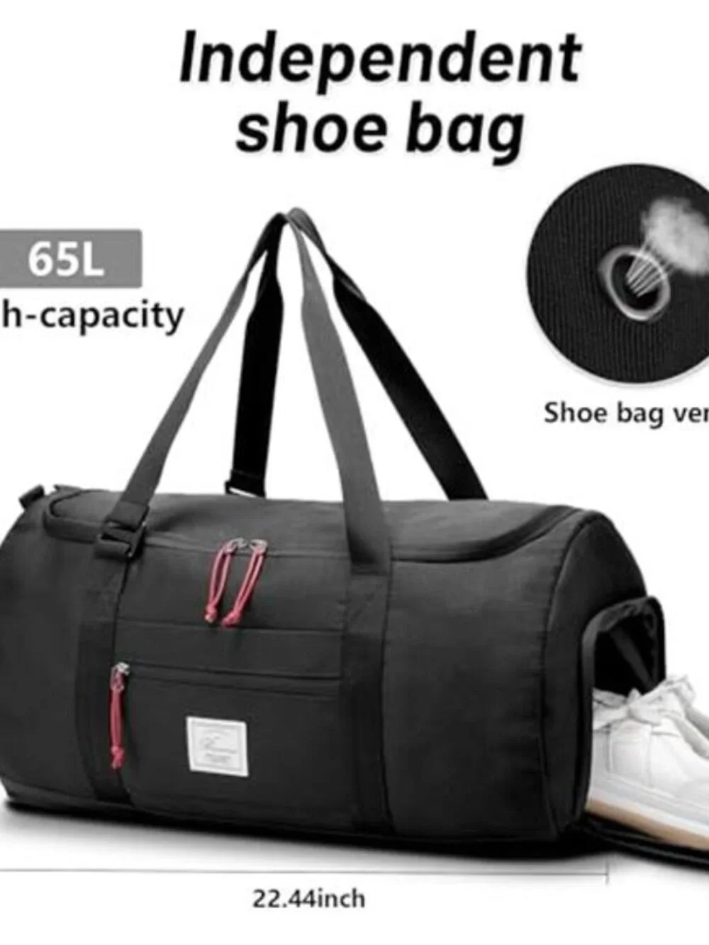 Mens Gym Duffel Bag 65L Travel Bag Shoe Compartment Waterproof Weekender Bag